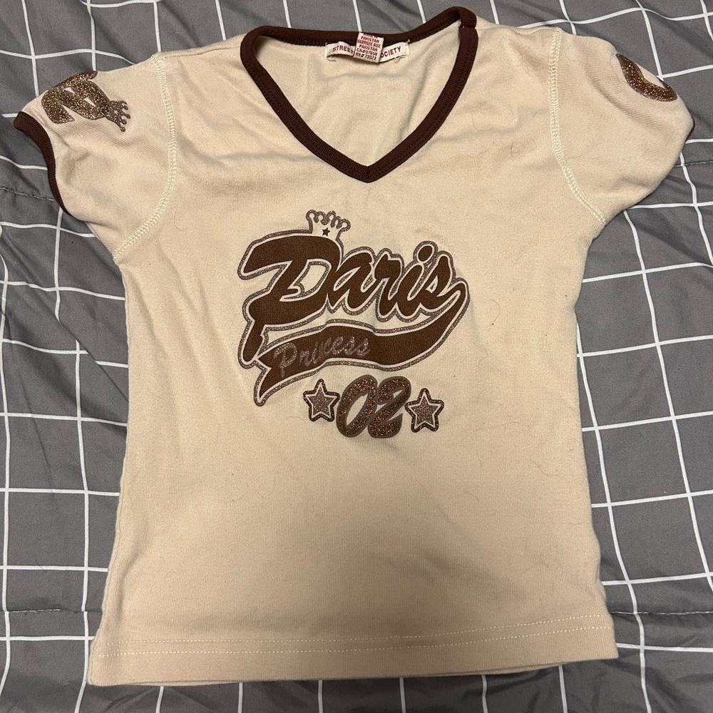 Streetwear Society Cream and Brown Paris Princess Tee